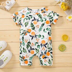 NWT baby girl boy jumpsuit outfit one-piece short sleeve orange fruit Summer